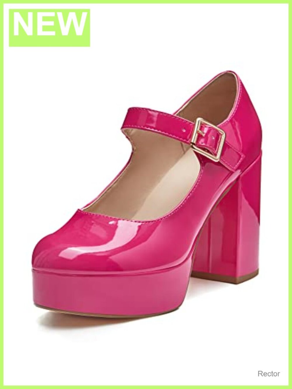 Patent Mary Jane T-Strap Chunky Platform Heels Round Toe Dress Shoes